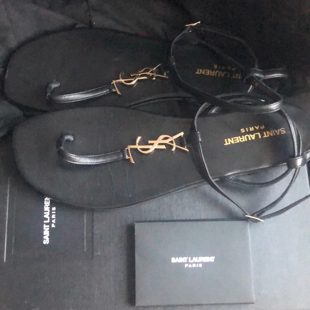 Ysl Black and silver Sandals. Worn once. %100auth